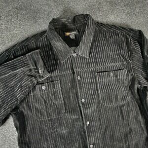VTG 90's Godbody Velvet Black Corduroy Men's Button-Up Shirt Size 2XL EUC